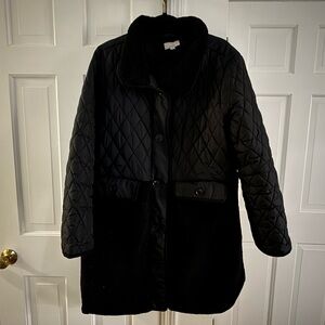 Women's Black Sherpa/Quilted Barn Coat